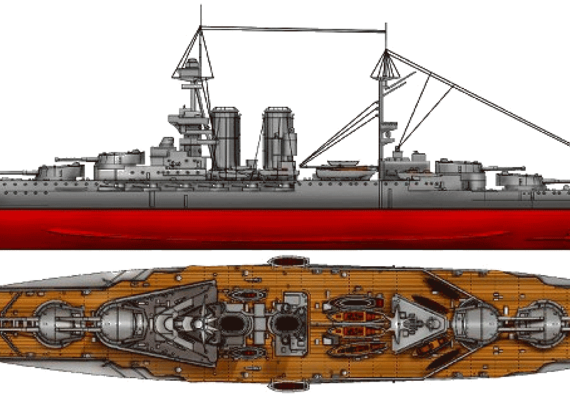 Корабль HMS Queen Elizabeth [Battleship) (1918) - чертежи, габариты, рисунки